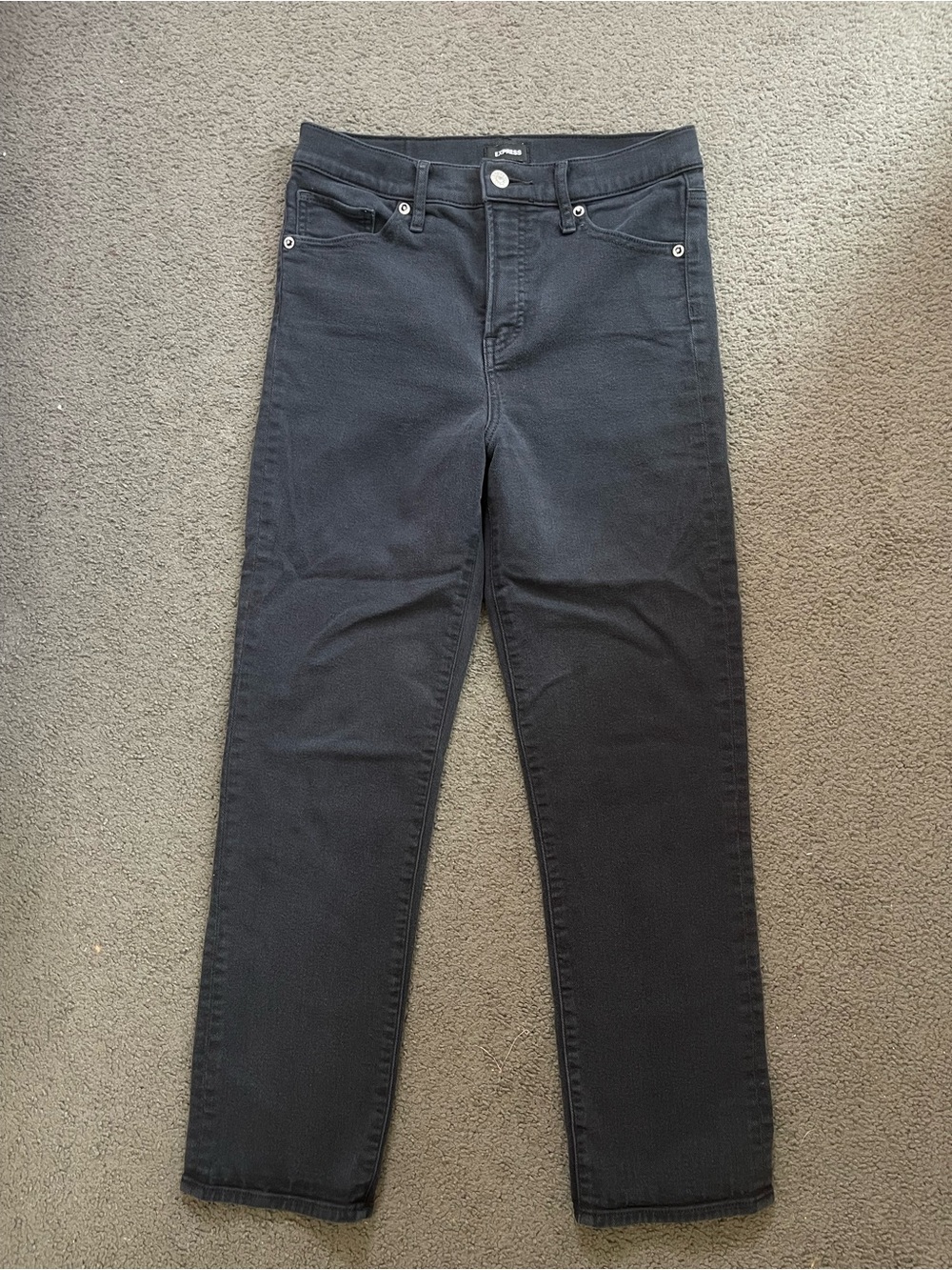 Express Women’s Straight ankle Leg high rise Jeans — Black